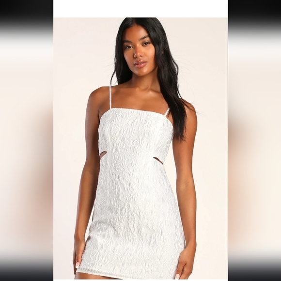 Lulus Dresses & Skirts - Lulu's White Textured Cutout Mini Dress. Size L. EUC